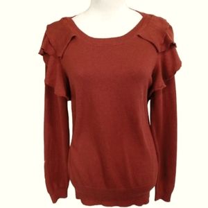 👠HostPick👠 EUC SIMPLY VERA VERA WANG Ruffled-Shoulder Cuffed Pullover Sweater